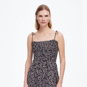 Madewell smocked toe strap midi dress - size 2